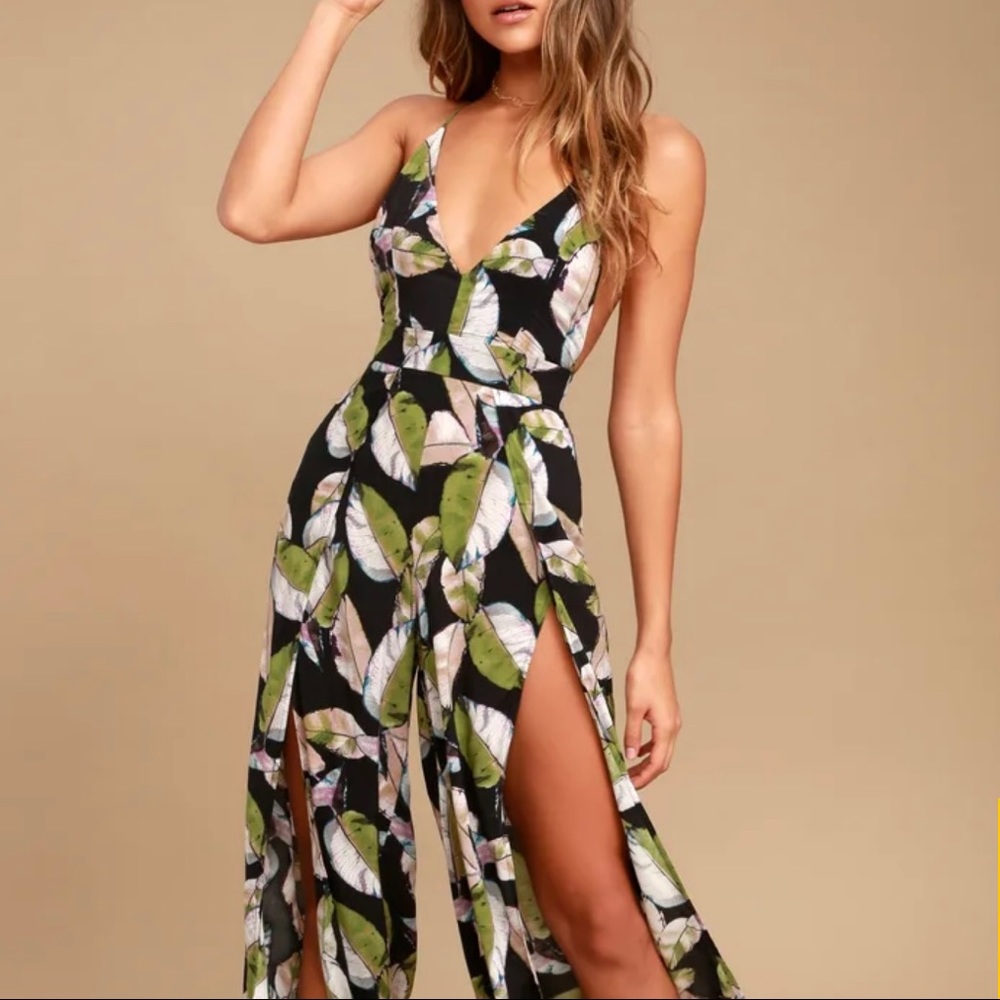 Lulu’s San Tropez Black Print Jumpsuit